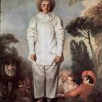 Pintura clásica al óleo del personaje Pierrot melancólico, también conocido como Gilles, por Antoine Watteau