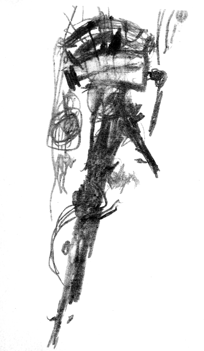 Dibujo caligrafico y expresionista realizado por el propio Antonin Artaud en 1947