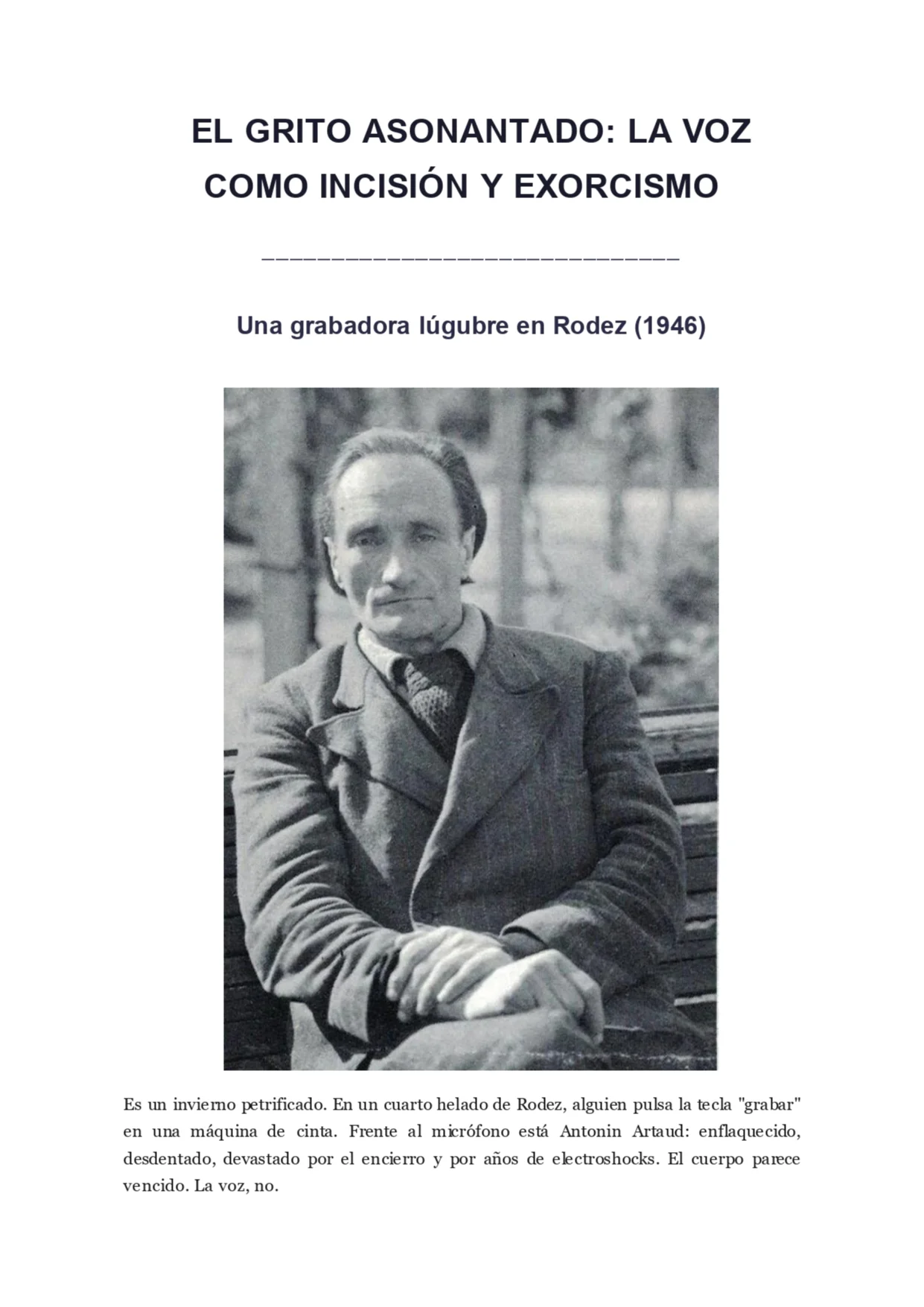 Ejercicios prácticos del manual Artaud para actores