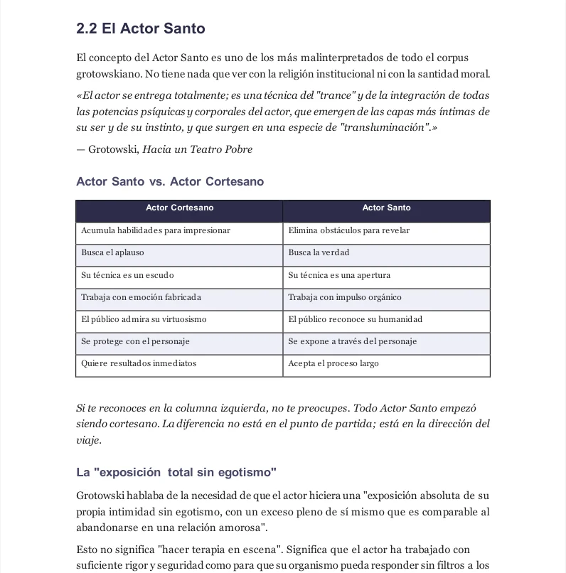 Bitácora de trabajo y análisis de escenas del libro Grotowski