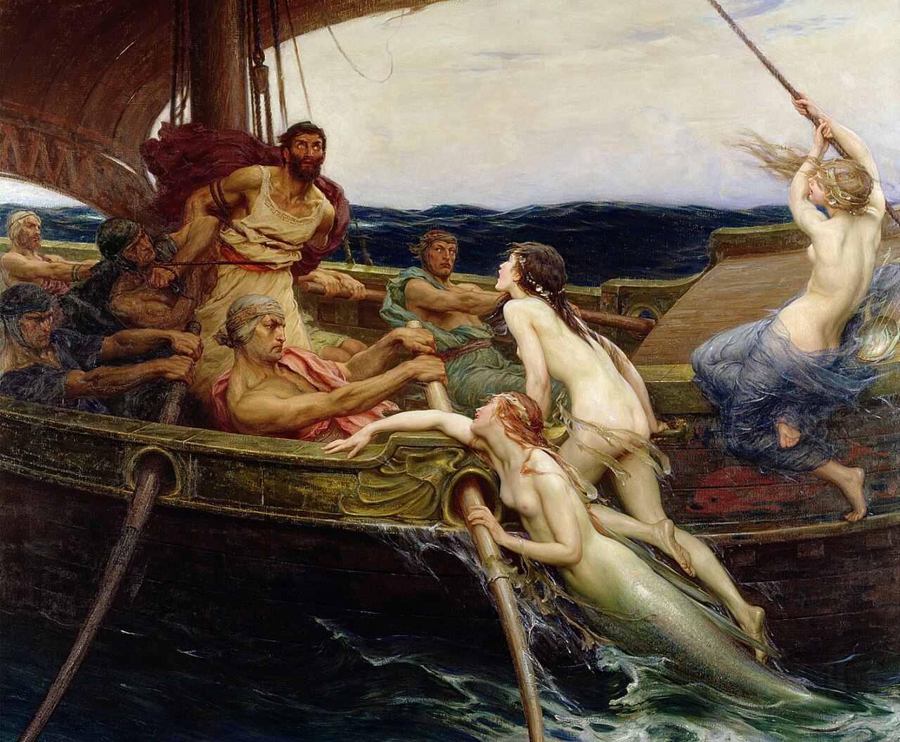 Cuadro de Ulises y las sirenas de Herbert James Draper representando la Odisea